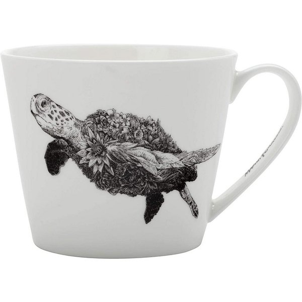 Maxwell & Williams Tasse Kaffeetasse MARINI FERLAZZO Becher Tasse, Turtle, Geschirr Schildkröte, 1-tlg., Porellan, weiß, Porzellan Keramik Becher für Kuchen Ess