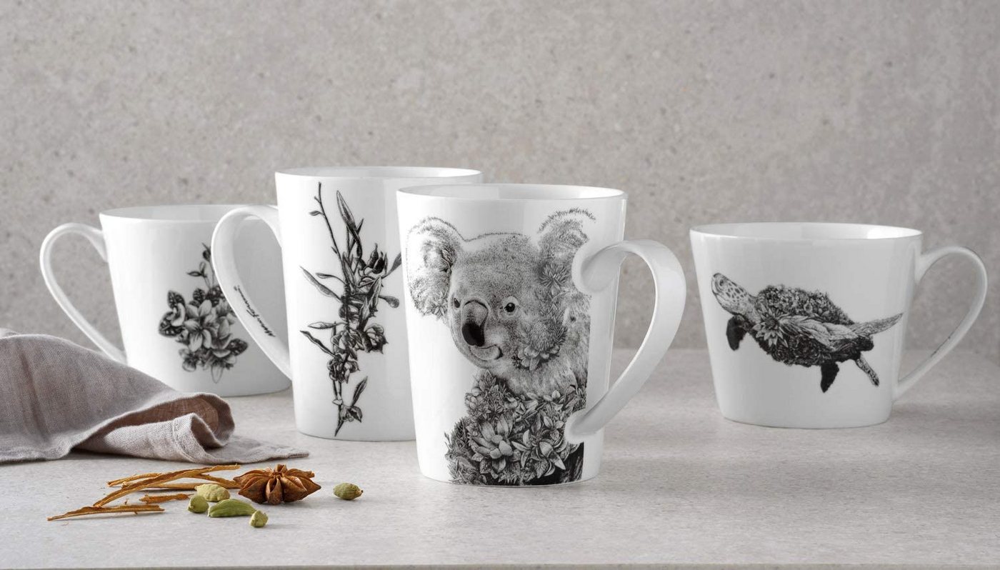 Maxwell & Williams Tasse Kaffeetasse MARINI FERLAZZO Becher Tasse, Turtle, Geschirr Schildkröte, 1-tlg., Porellan, weiß, Porzellan Keramik Becher für Kuchen Ess – Bild 2 von 4