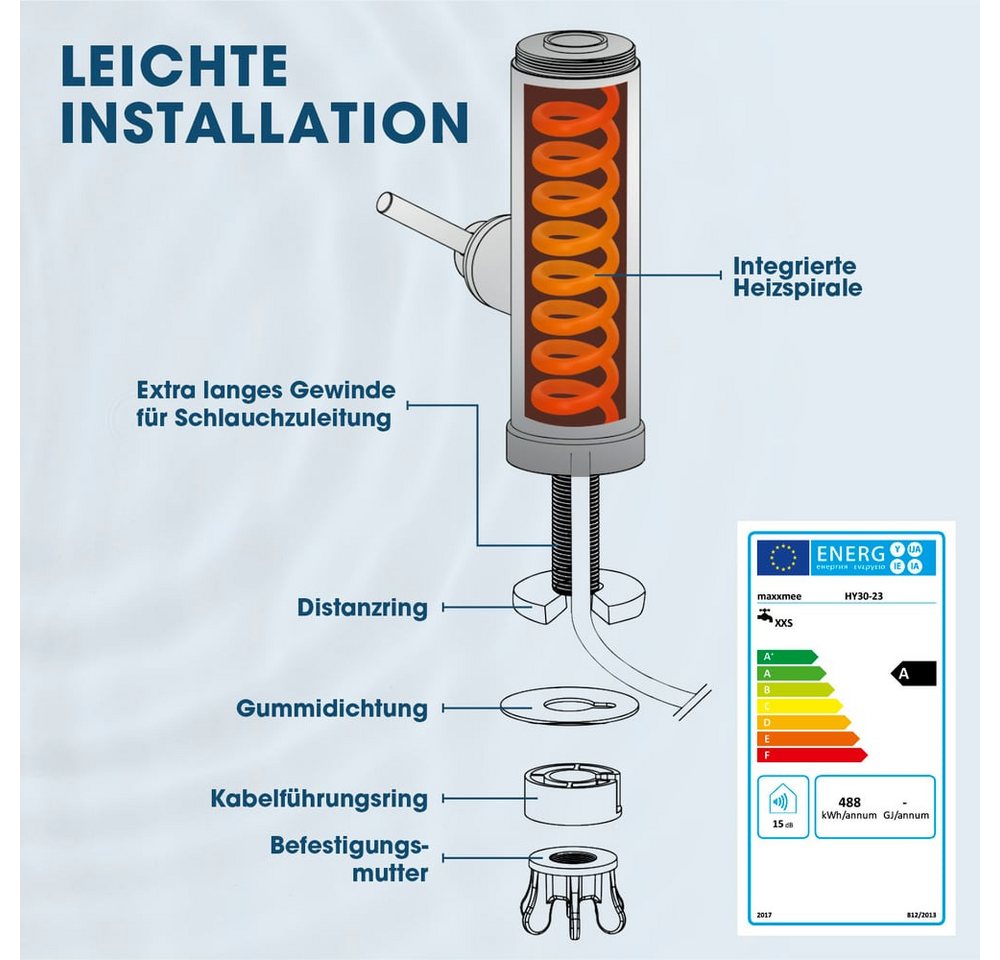 MAXXMEE Durchlauferhitzer Küchenarmatur 2er Set, Warm- & Kaltwasserarmatur 360° schwenkbar – Bild 5 von 5