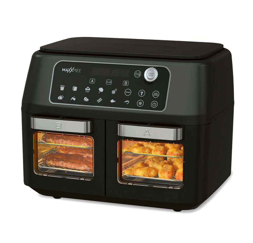 MAXXMEE Heißluftfritteuse Doppelkammer 11L 2 x 5,5l digitale Bedienung & Sichtfenster, 2400 W, besonders fettarm – Bild 2 von 5