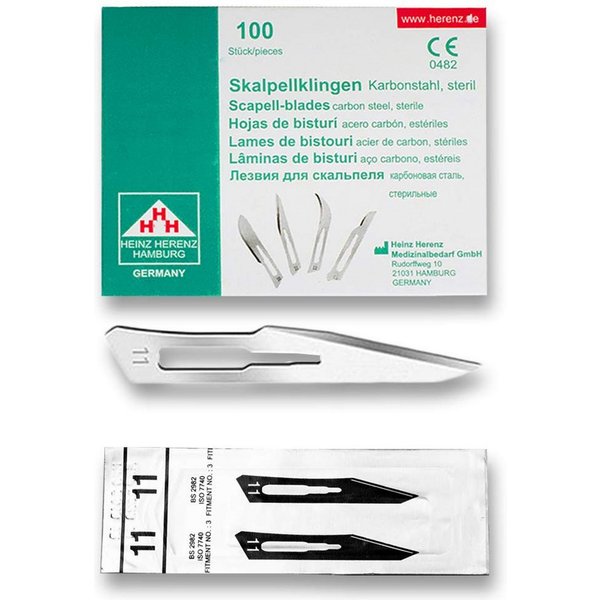 May Bastelmesserklinge 100x Skalpellklingen Figur 11 Karbonstahl - Steril, Einweg für Halter