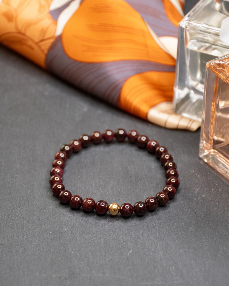 MayTree Armband Granat (Stück, 1-tlg), mit Perle aus 925Silber, 24K vergoldet – Bild 3 von 3