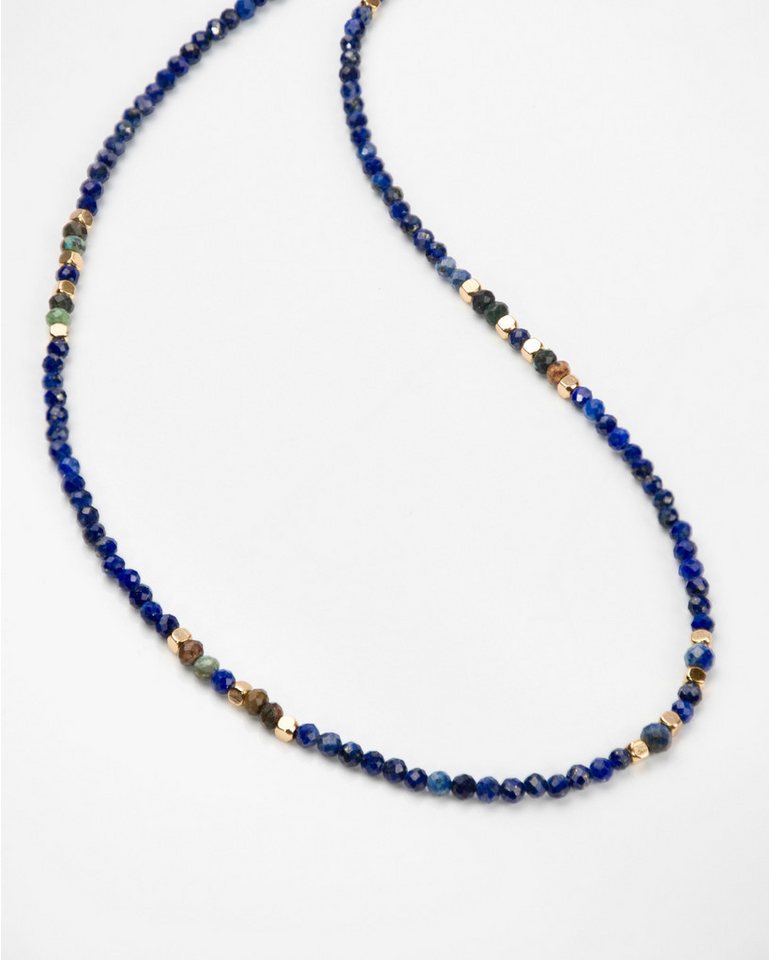 MayTree Collier Lapislazuli mit 18K vergoldeten Elementen (Stück, 1-tlg), Naturstein, Lapislazuli, mit 18K vergoldeter Verschlusskette – Bild 3 von 4