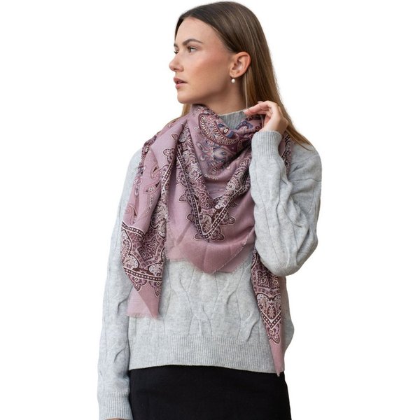 MayTree Modeschal Großes Modetuch Cashmere Feeling 130x130cm Paisley, (Stück, 1-St)