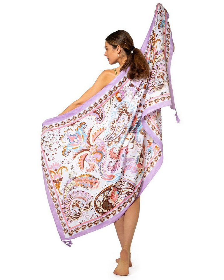 MayTree Modeschal leichter Strandschal Damen Boho 85 x180 pink, Sarong Pareo, (Stück, 1-St) – Bild 4 von 5