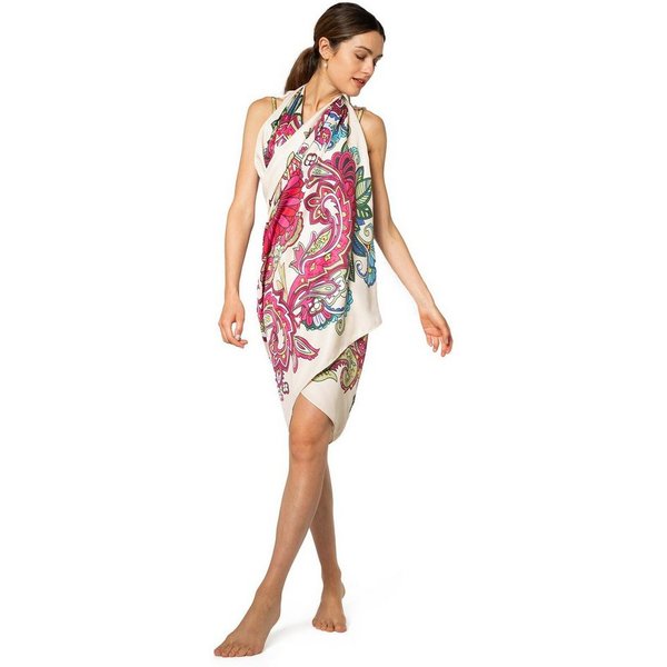 MayTree Modeschal leichter Strandschal Damen Boho 85 x180 pink, Sarong Pareo, (Stück, 1-St)