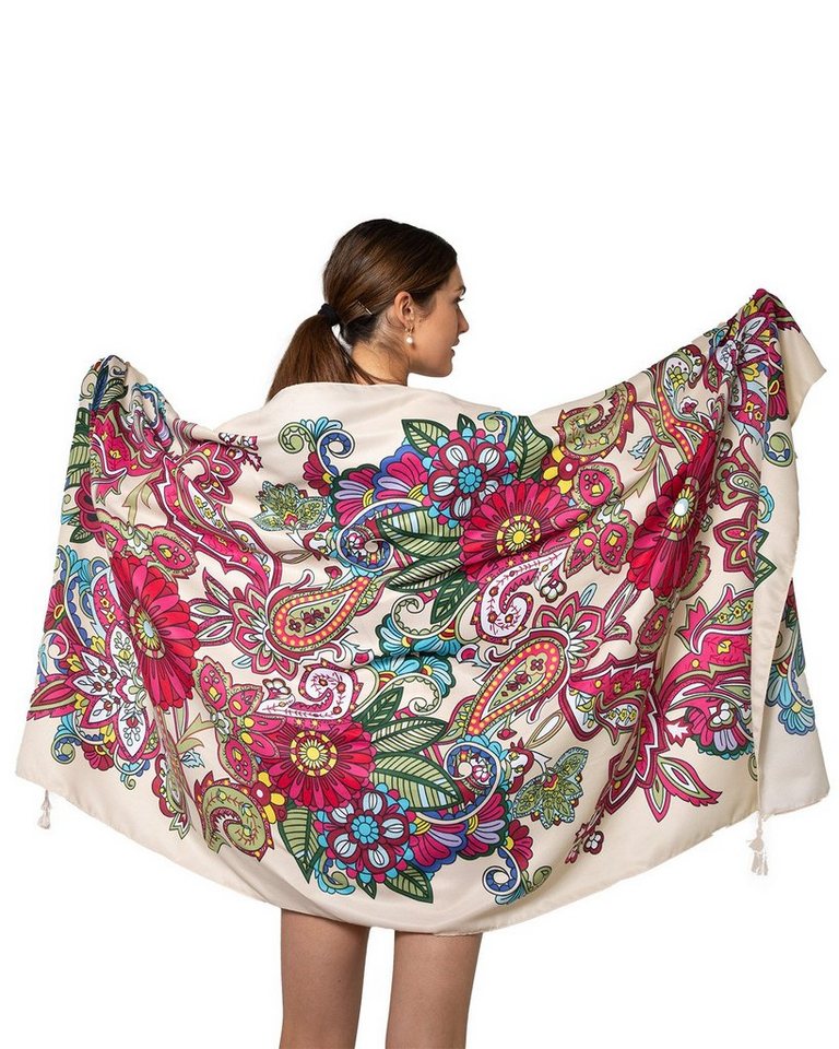 MayTree Modeschal leichter Strandschal Damen Boho 85 x180 pink, Sarong Pareo, (Stück, 1-St) – Bild 4 von 4