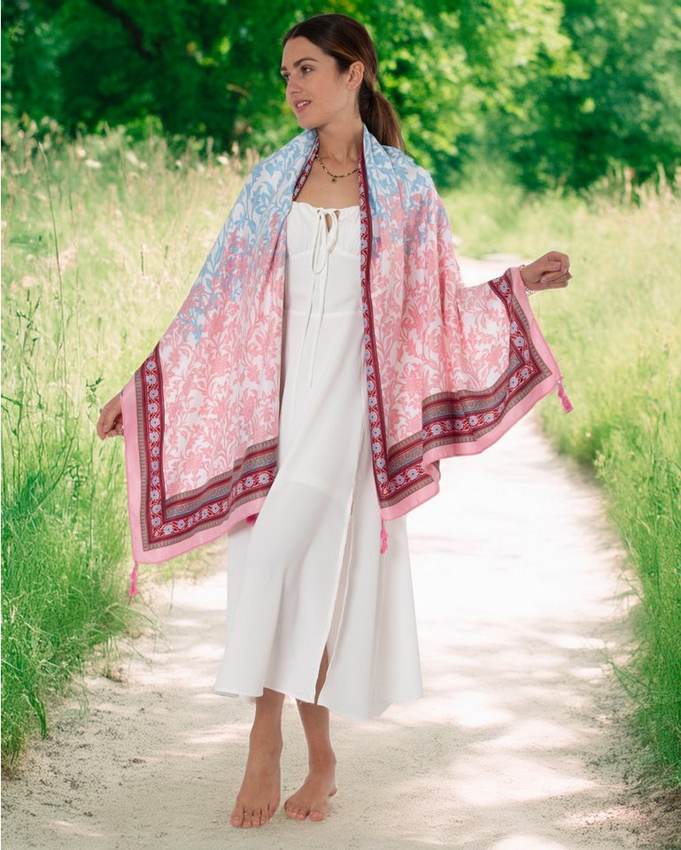 MayTree Modeschal leichter Strandschal Damen Boho 85 x180 pink, Sarong Pareo, (Stück, 1-St) – Bild 3 von 5