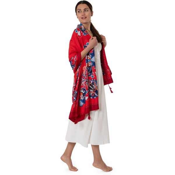 MayTree Modeschal leichter Strandschal Damen Boho 85 x180 pink, Sarong Pareo, (Stück, 1-St)