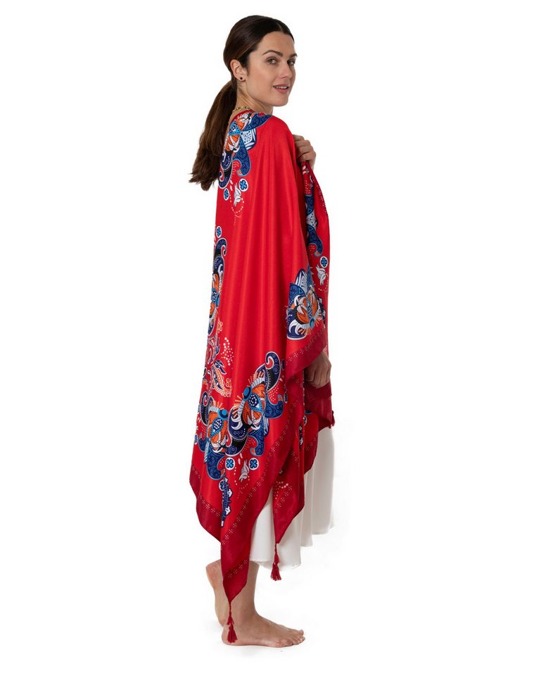 MayTree Modeschal leichter Strandschal Damen Boho 85 x180 pink, Sarong Pareo, (Stück, 1-St) – Bild 3 von 5