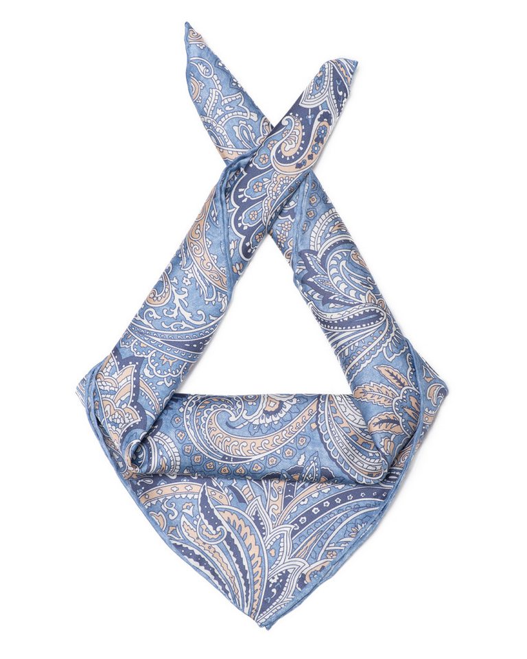 MayTree Seidentuch Herren handrolliert aus Twill-Seide, 53x53 Paisley hellblau, (Stück), 100% Seide – Bild 3 von 5