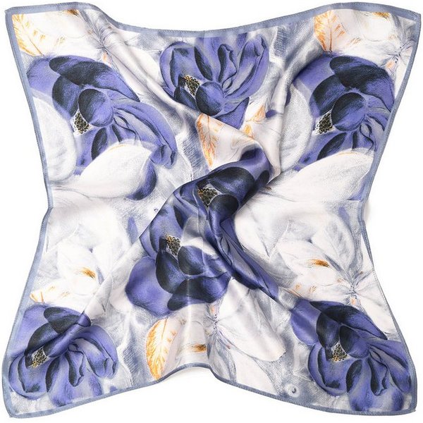 MayTree Seidentuch Nickituch quadratisch, Sommerbluete 53x53 cm, blau, (Stück), 100% Seide