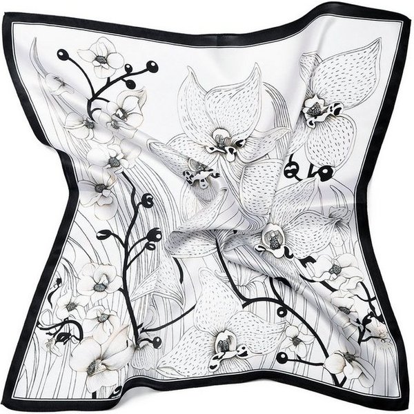 MayTree Seidentuch quadratisch,Orchideen 53x53 cm, Nickituch, Bandana-Schal, (Stück), 100% Seide