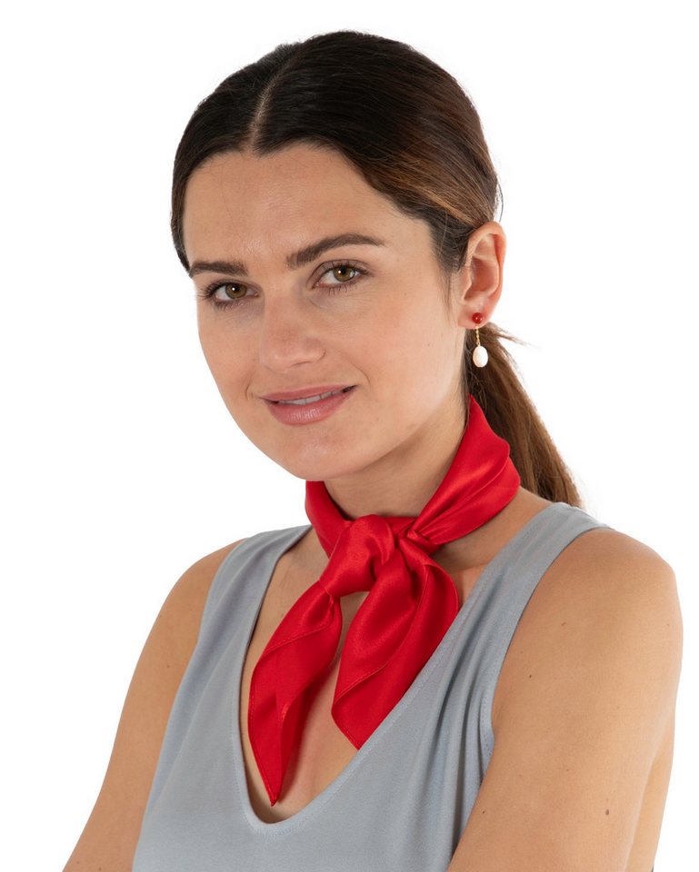 MayTree Seidentuch quadratisch einfarbig 53x53cm Nickituch, Bandana-Schal, (Stück), 100% Seide – Bild 2 von 5