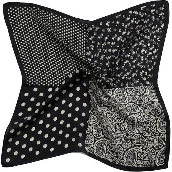 MayTree Seidentuch quadratisch, Punkte + Paisley Mix 53x53cm, Nickituch, Bandana-Schal, (Stück), 100% Seide, Trachten, Oktoberfest