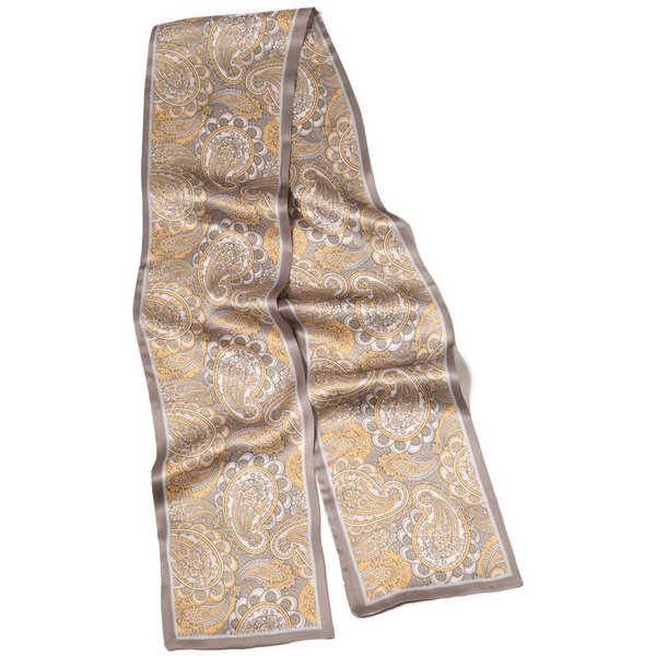 MayTree Seidentuch schmal beidseitig, Paisley, beige, gold, 16 x 145 cm, (Stück), Seidentuch 100% Seide