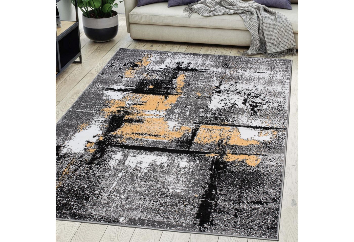 Mazovia Designteppich Modern Abstrakt Anthrazit Grau Wohnzimmer, Schlafzimmer, Esszimmer, Fußbodenheizung – Bild 2 von 5