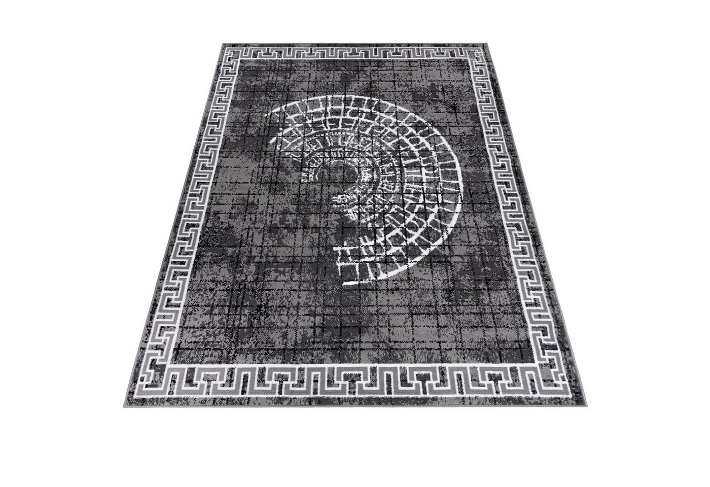 Mazovia Designteppich Retro Mandala Anthrazit Grau Wohnzimmer, Schlafzimmer, Esszimmer, Fußbodenheizung – Bild 4 von 5