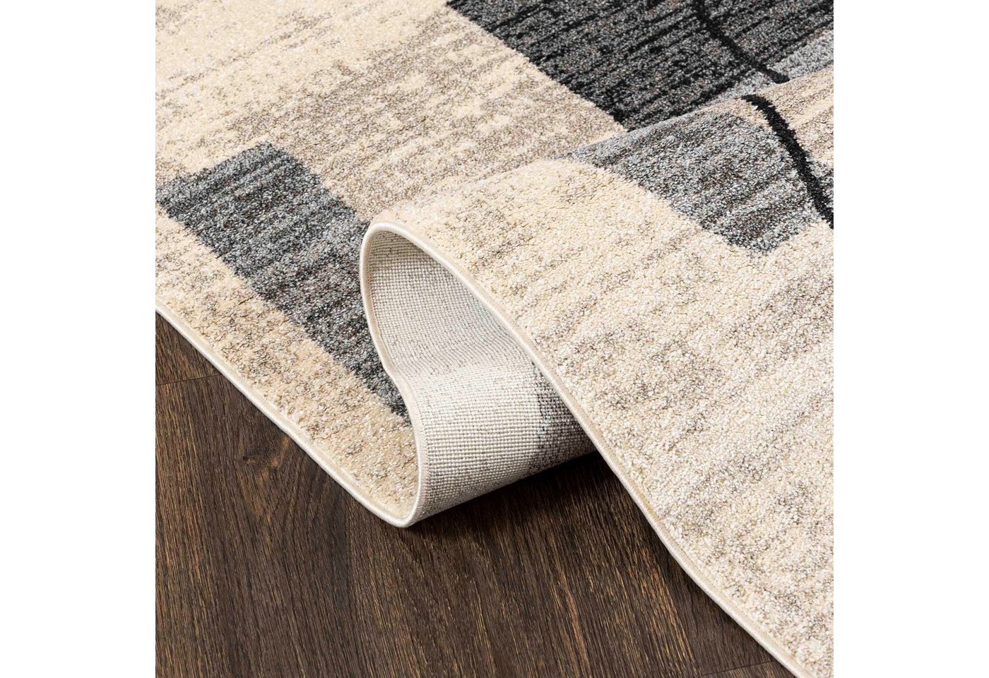 Mazovia Designteppich Modern Geometrisch Beige Anthrazit Wohnzimmer, Schlafzimmer, Büro, Fußbodenheizung – Bild 3 von 5