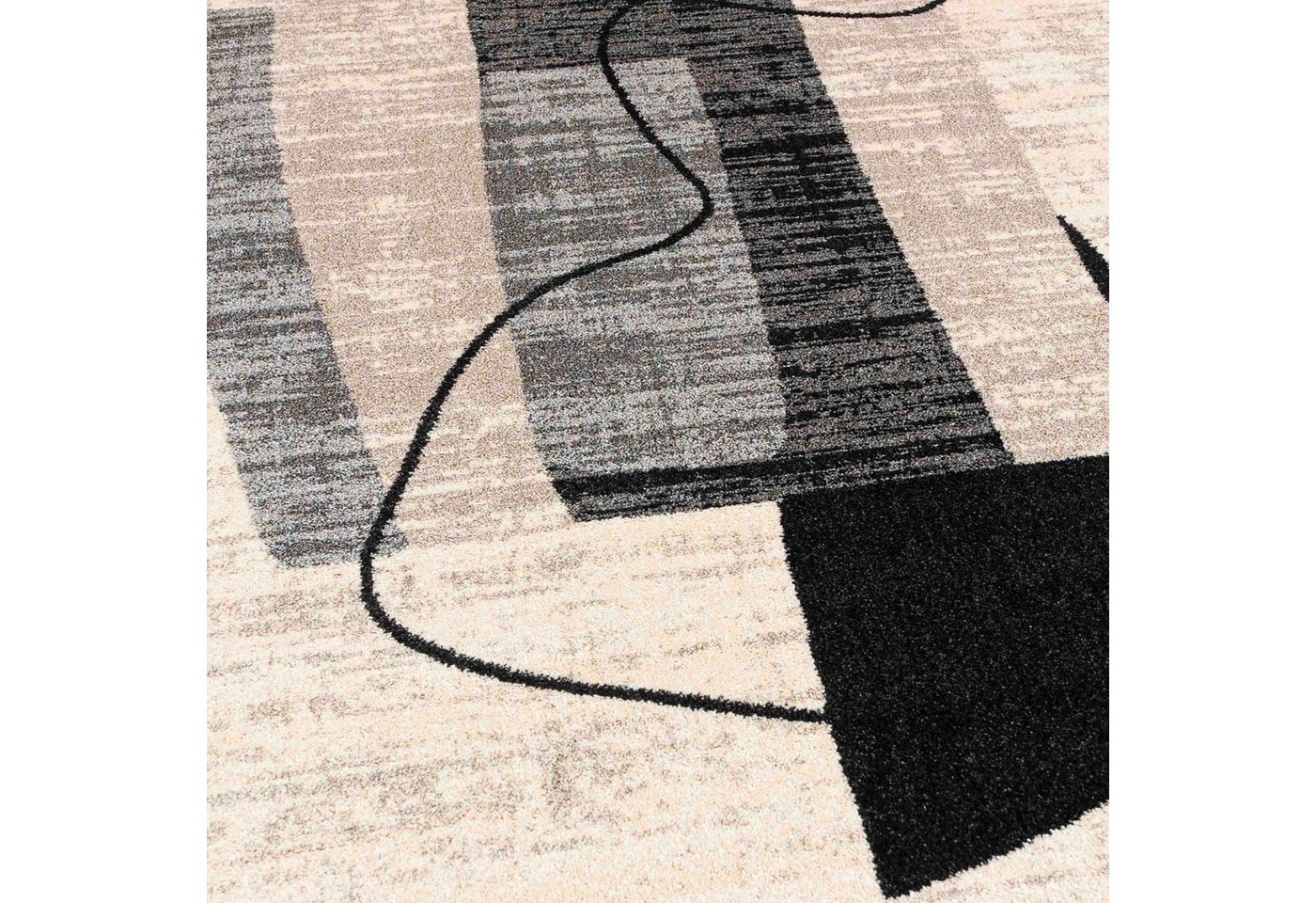 Mazovia Designteppich Modern Geometrisch Beige Anthrazit Wohnzimmer, Schlafzimmer, Büro, Fußbodenheizung – Bild 5 von 5