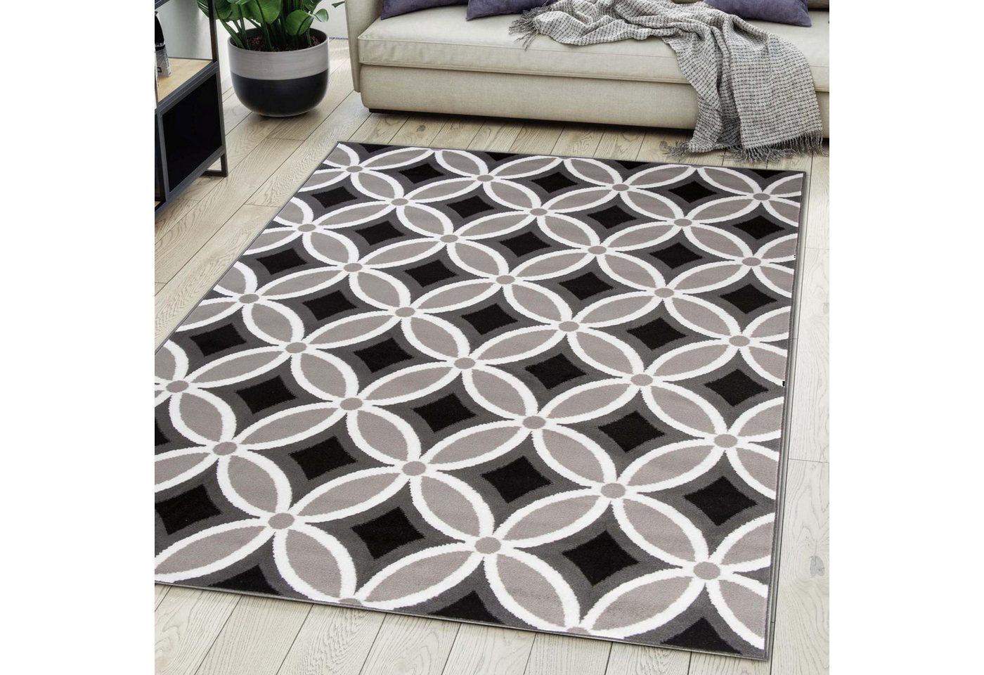 Mazovia Designteppich Modern Geometrisch Anthrazit Grau Wohnzimmer, Schlafzimmer, Büro, Fußbodenheizung – Bild 2 von 5