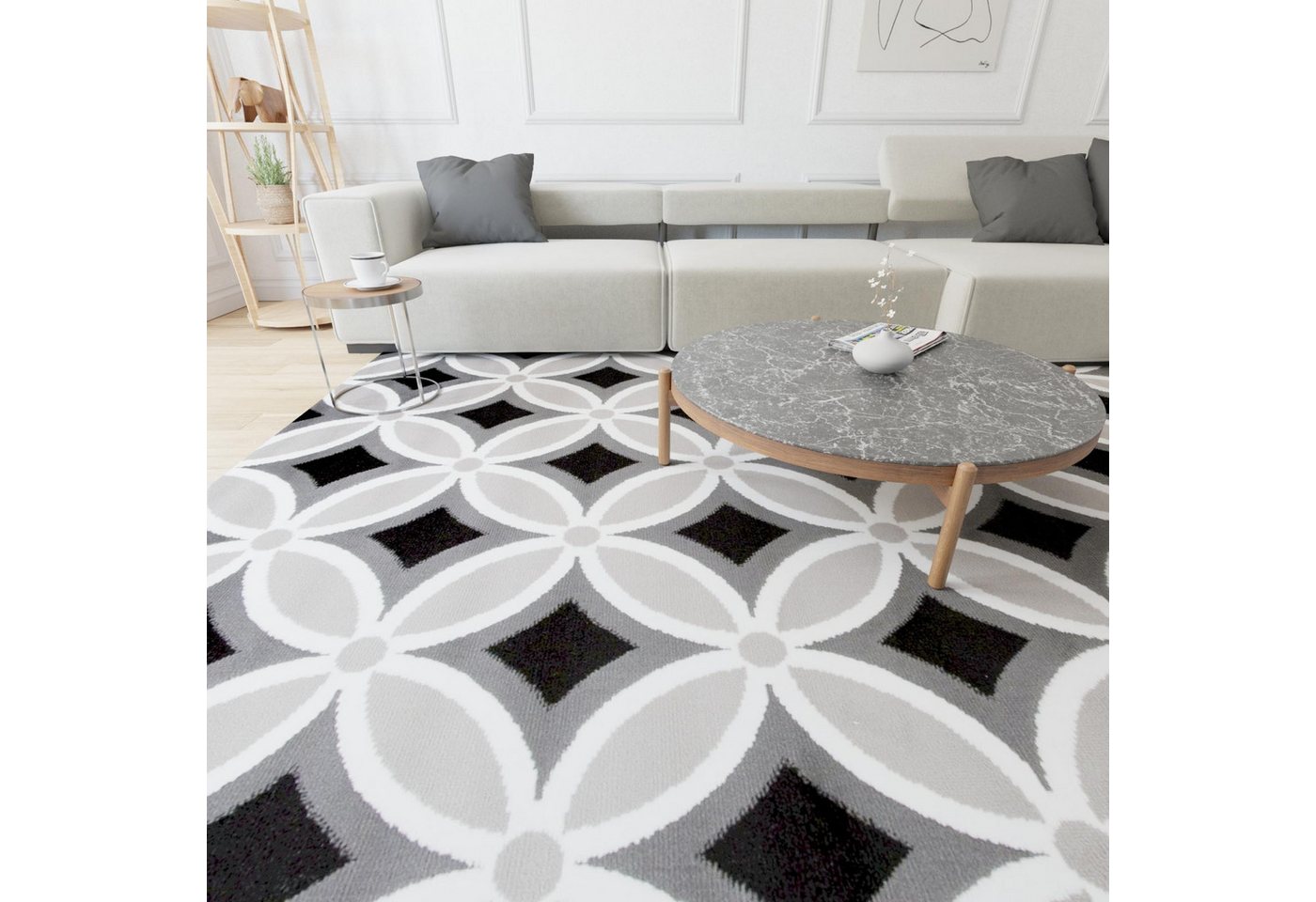 Mazovia Designteppich Modern Geometrisch Anthrazit Grau Wohnzimmer, Schlafzimmer, Büro, Fußbodenheizung – Bild 3 von 5