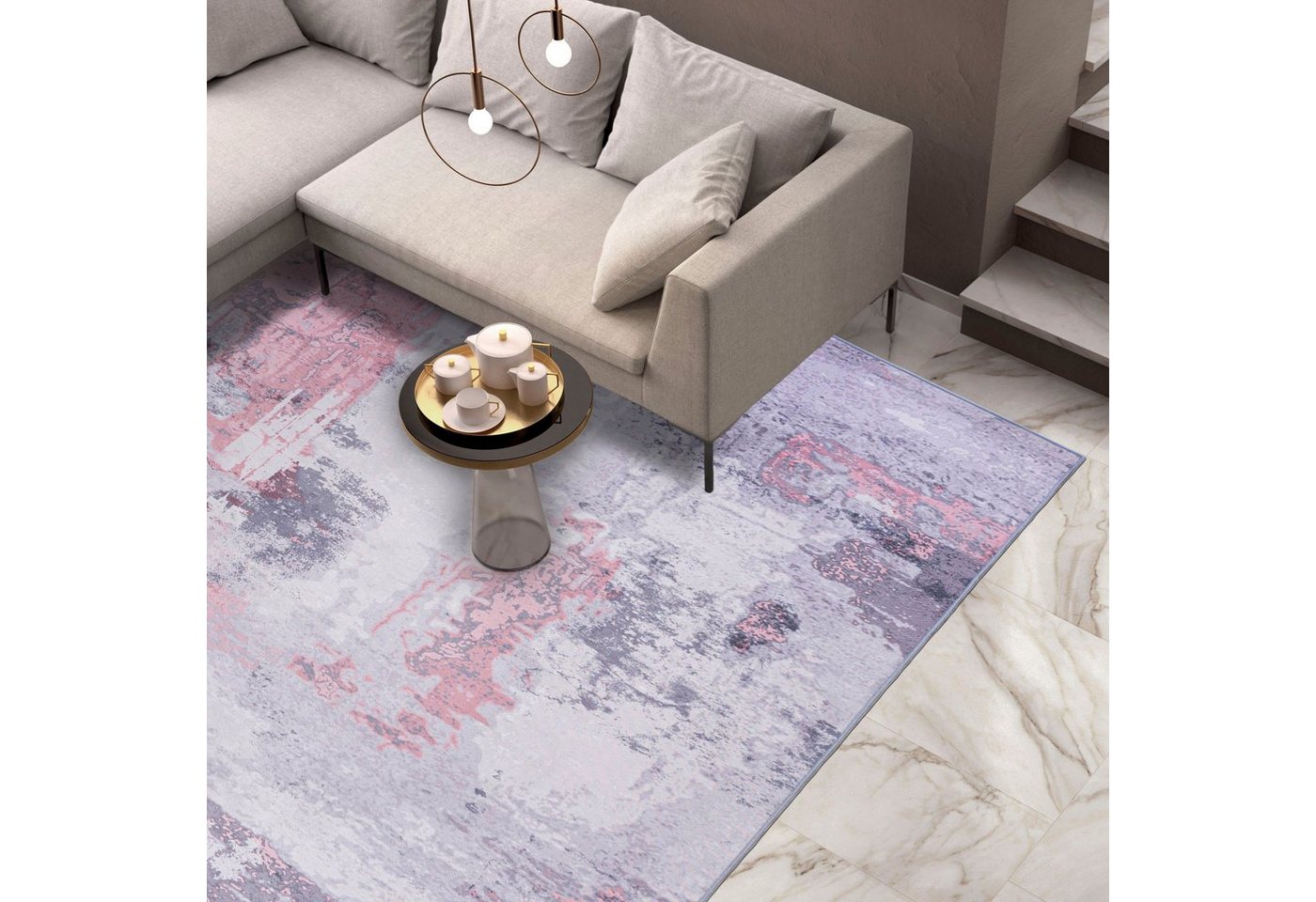Mazovia Designteppich Modern Abstrakt Beige Creme Wohnzimmer, Schlafzimmer, Esszimmer, Büro, Fußbodenheizung – Bild 2 von 5