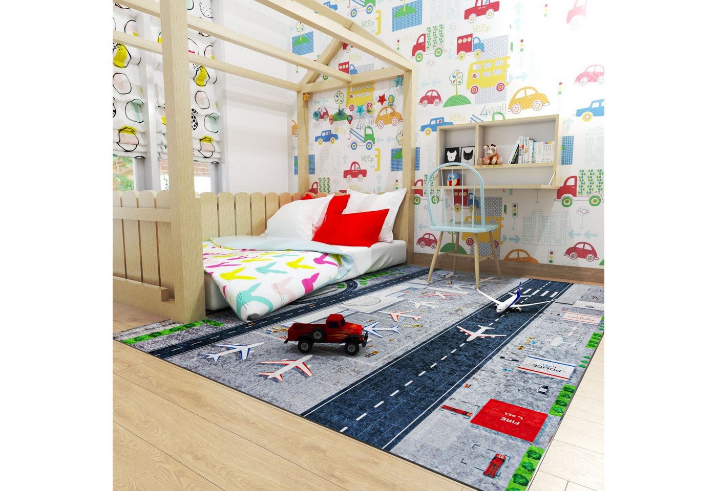Mazovia Kinderteppich Kinderteppich Straßen Kinderzimmer, 80 x 150 cm, Waschbar – Bild 4 von 5