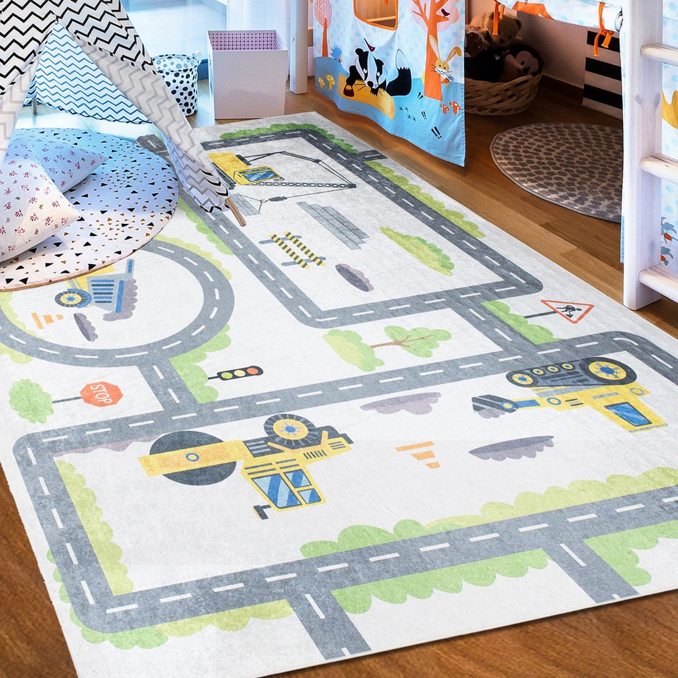 Mazovia Kinderteppich Kinderteppich Straßen Kinderzimmer, 80 x 150 cm, Waschbar – Bild 2 von 5