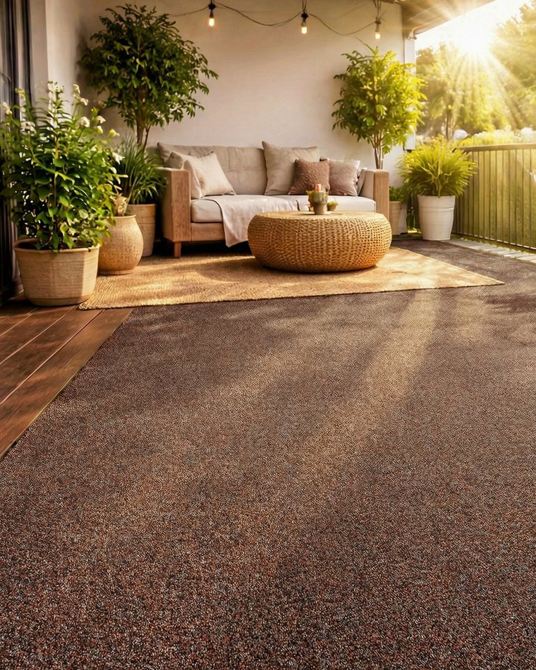 Mazovia Kunstrasen mit Noppen, Meterware, Outdoor Braun, UV-beständig,witterungsbeständig und wetterfest,für Balkone,Camping – Bild 3 von 5