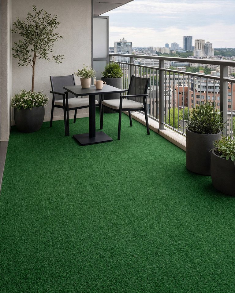 Mazovia Kunstrasen mit Noppen, Meterware, Outdoor Grün, UV-beständig,witterungsbeständig und wetterfest,für Balkone,Camping – Bild 3 von 5