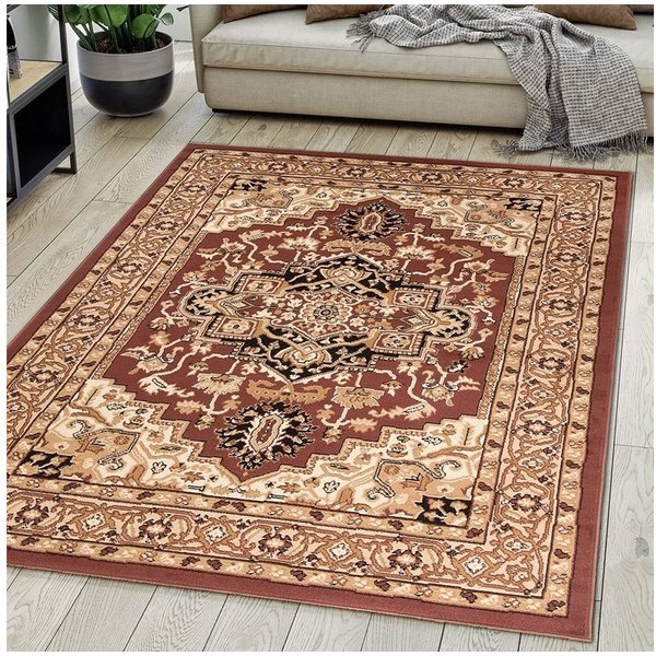 Mazovia Orientteppich DY-EUFRAT-Q011A-BLACK, 80x150, Orientalisch, Blumenmuster, Klassisch, Kurzflor, Gemustert