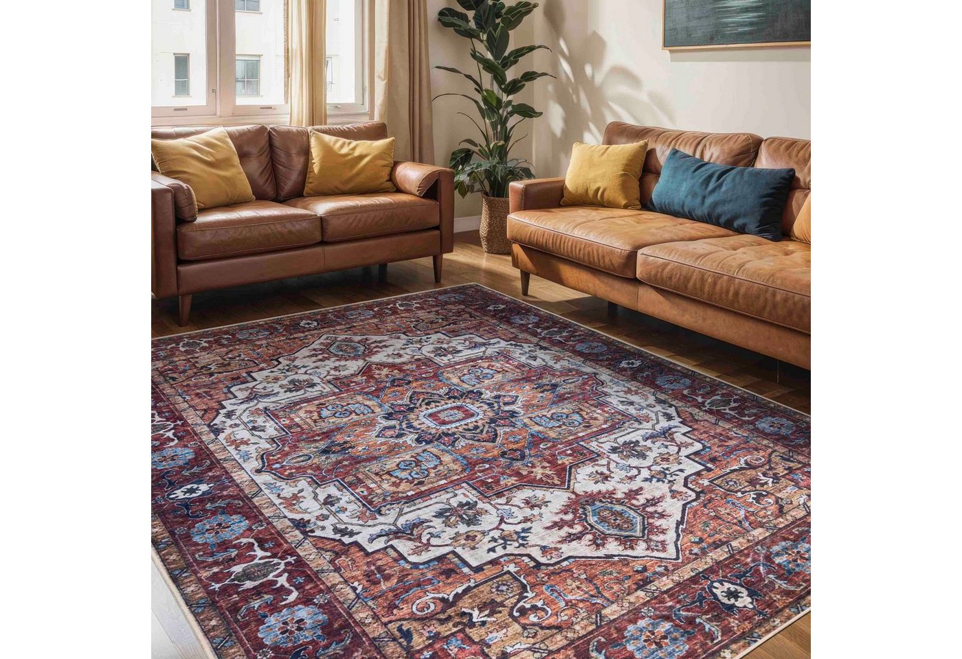 Mazovia Orientteppich Klassisch Vintage Braun Wohnzimmer, Schlafzimmer, Büro, Esszimmer, Fußbodenheizung – Bild 2 von 5