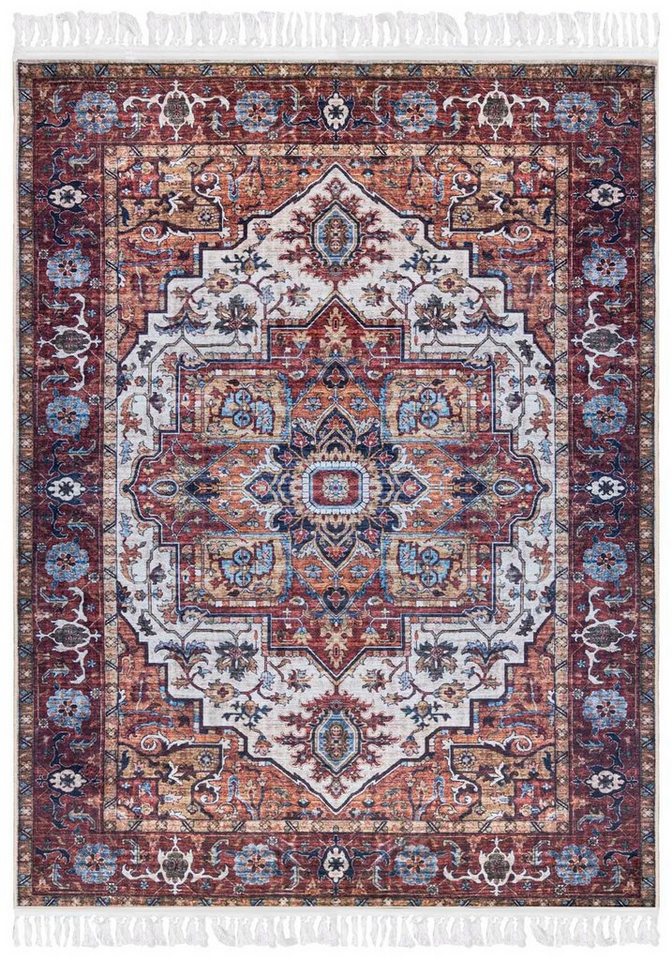 Mazovia Orientteppich Teppich Oriental Orientteppich Wohnzimmer Orient Muster Rot Braun, 80 x 150 cm, Fußbodenheizung, Allergiker geeignet, Rutschfest – Bild 2 von 5