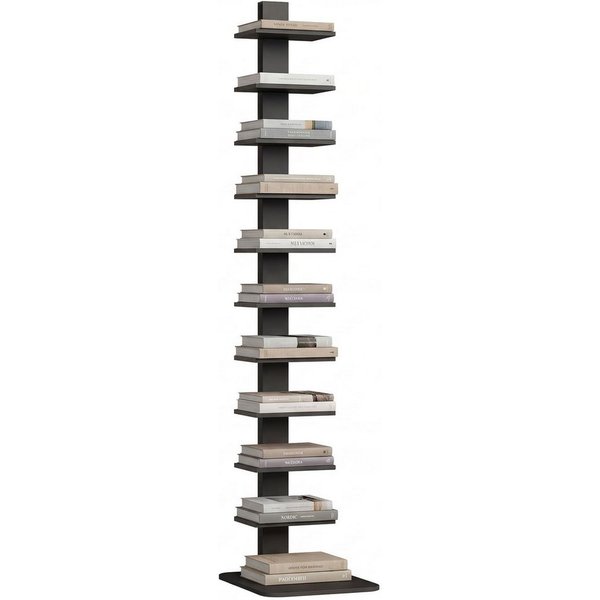 MC Star Bücherregal Modernes, 11-stöckiges Hochregal im Industrial-Stil, platzsparend, 34,5 x 41,5 x 163,5 cm, Schwarz