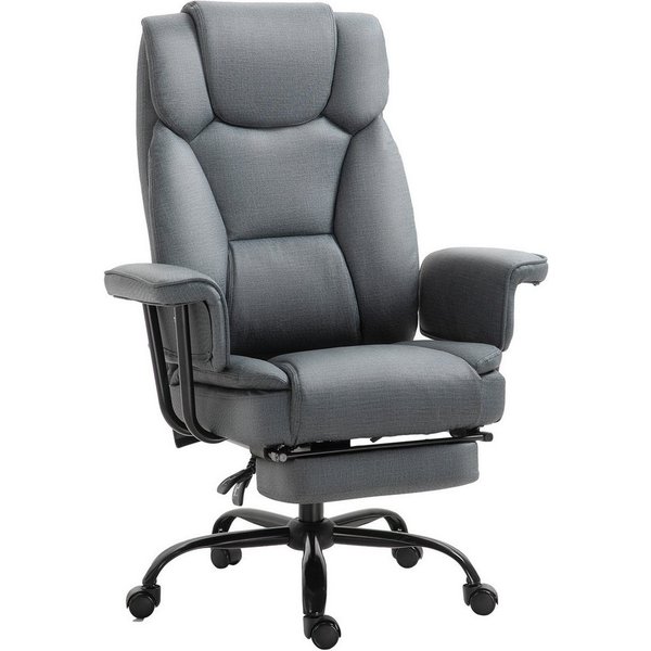 MC Star Bürostuhl mit Liegefunktion 150° klappbar ergonomischer Schreibtischstuhl (mit Kopfstütze höhenverstellbar bis 135kg Grau)