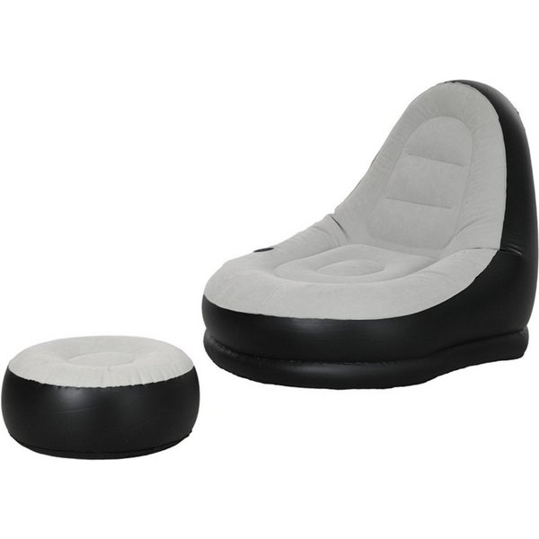 MC Star Luftsofa Aufblasbares Sofa mit Fußhocker, mit Becherhalter, hellgrau, (125x100x87cm, ideal für Camping & Zuhause)