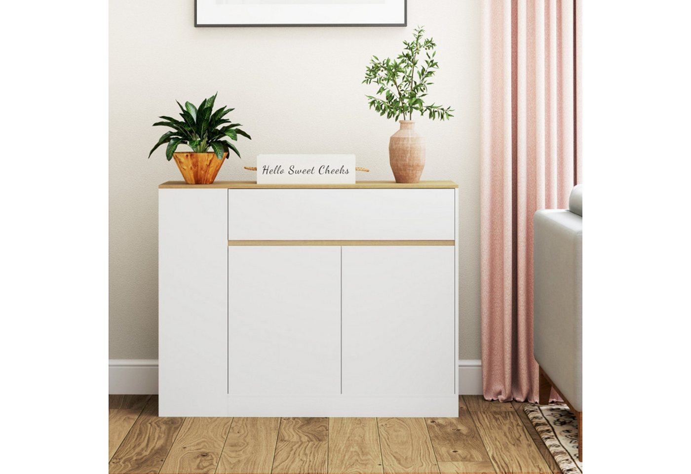 MC Star Sideboard Küchenschrank mit Schublade, verstellbare Ablage, Aufbewahrungsschrank (mit Kippschutz, Beistellschrank für Küche, Esszimmer, 105 x 30 x 81,5  – Bild 2 von 5