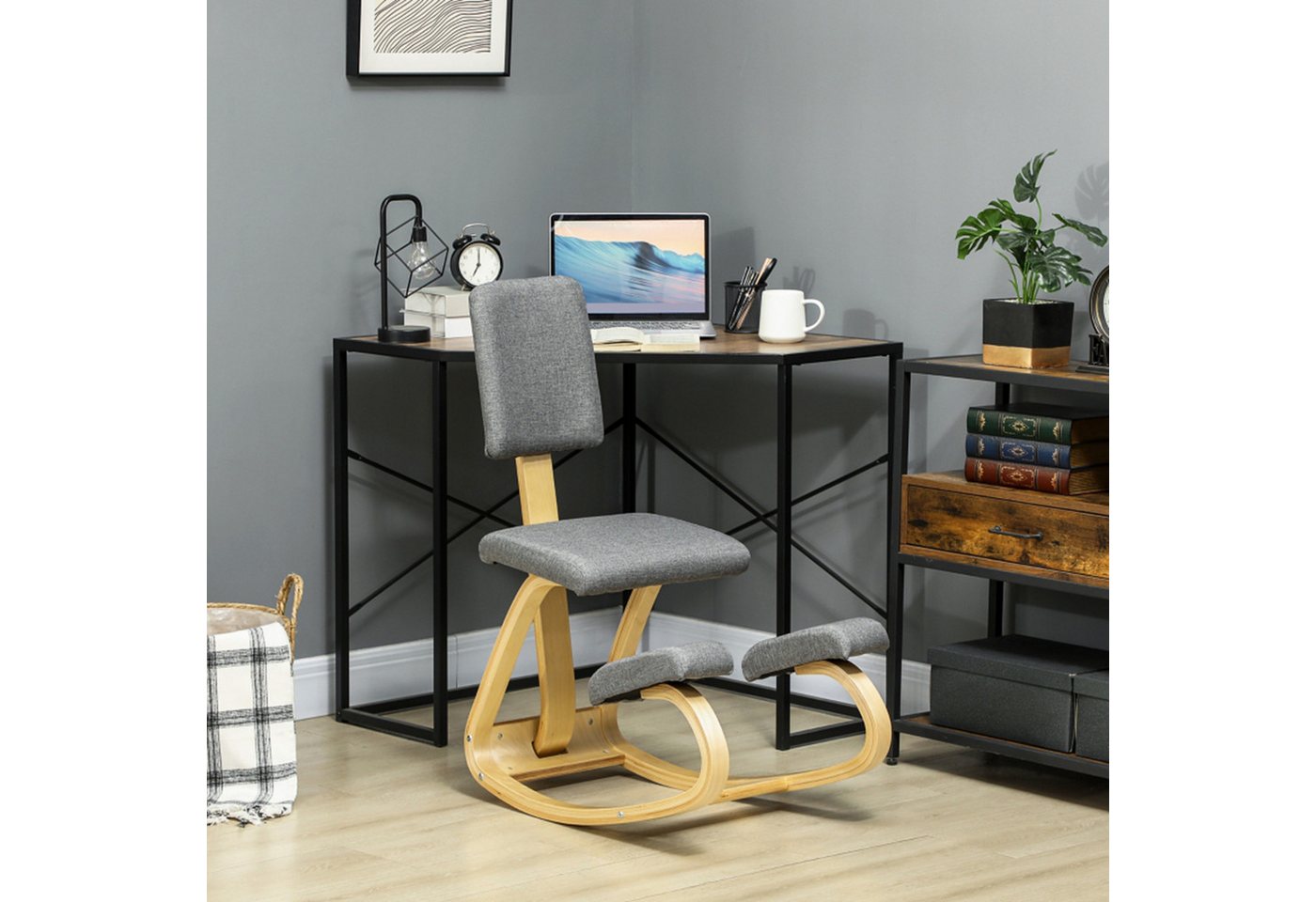 MC Star Stuhl Ergonomischer Kniestuhl, Kniehocker Gesundheitsstuhl für Zuhause (Büro, Meditation Grau) – Bild 5 von 5