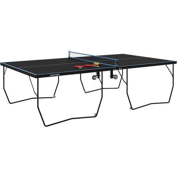 MC Star Tischtennisplatte Outdoor, Klappbar Tischtennistsich mit Netz, Rollen (2 Tischtennisschlägern und 3 Bällen, Stahl, Schwarz, 274 x 152,5 x 76 cm)
