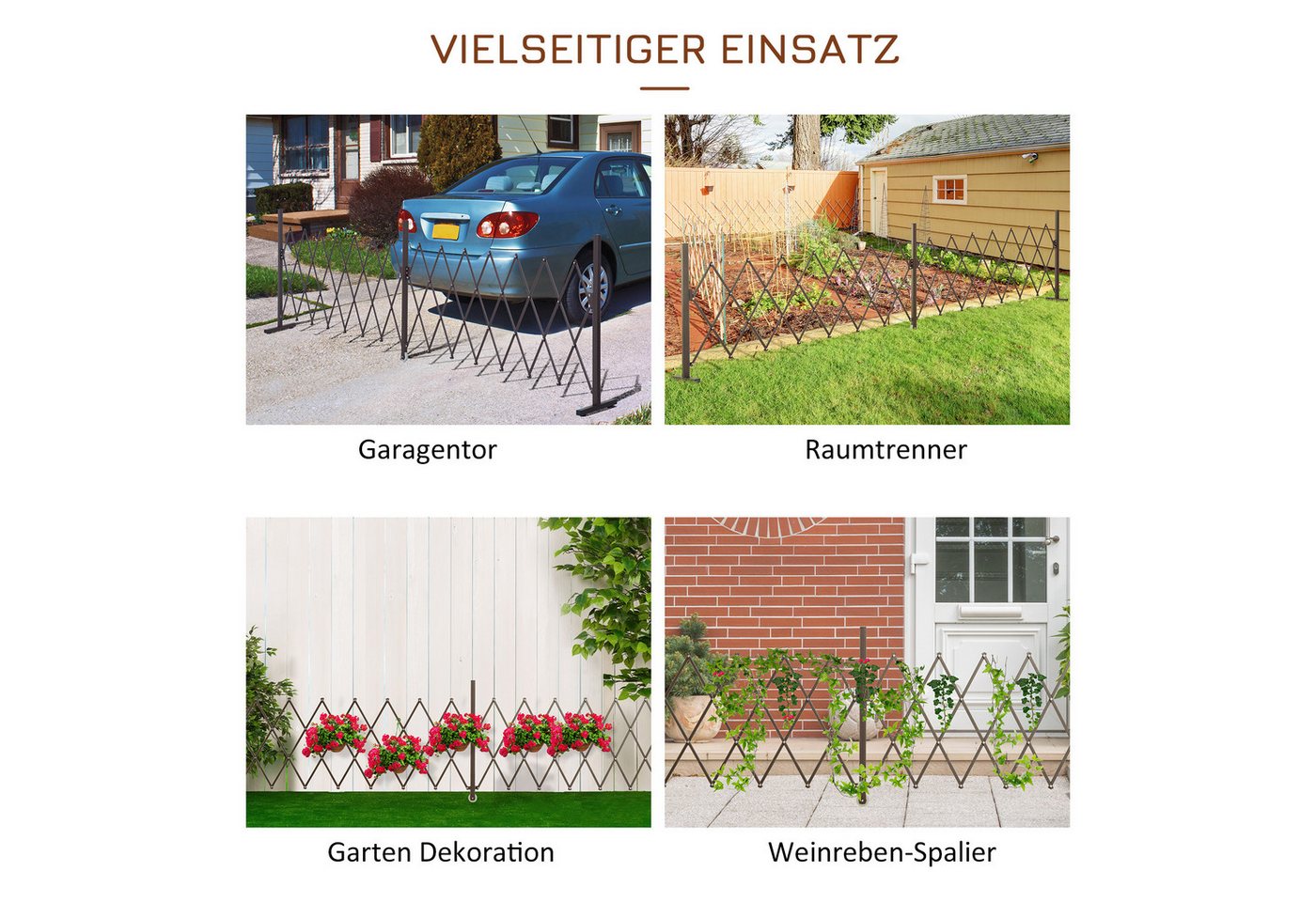 MC Star Zaun Scherengitter Absperrgitter Scherensperre ausziehbar 52-405cm Garten, (Garten Alu Braun H103,5cm) – Bild 2 von 5