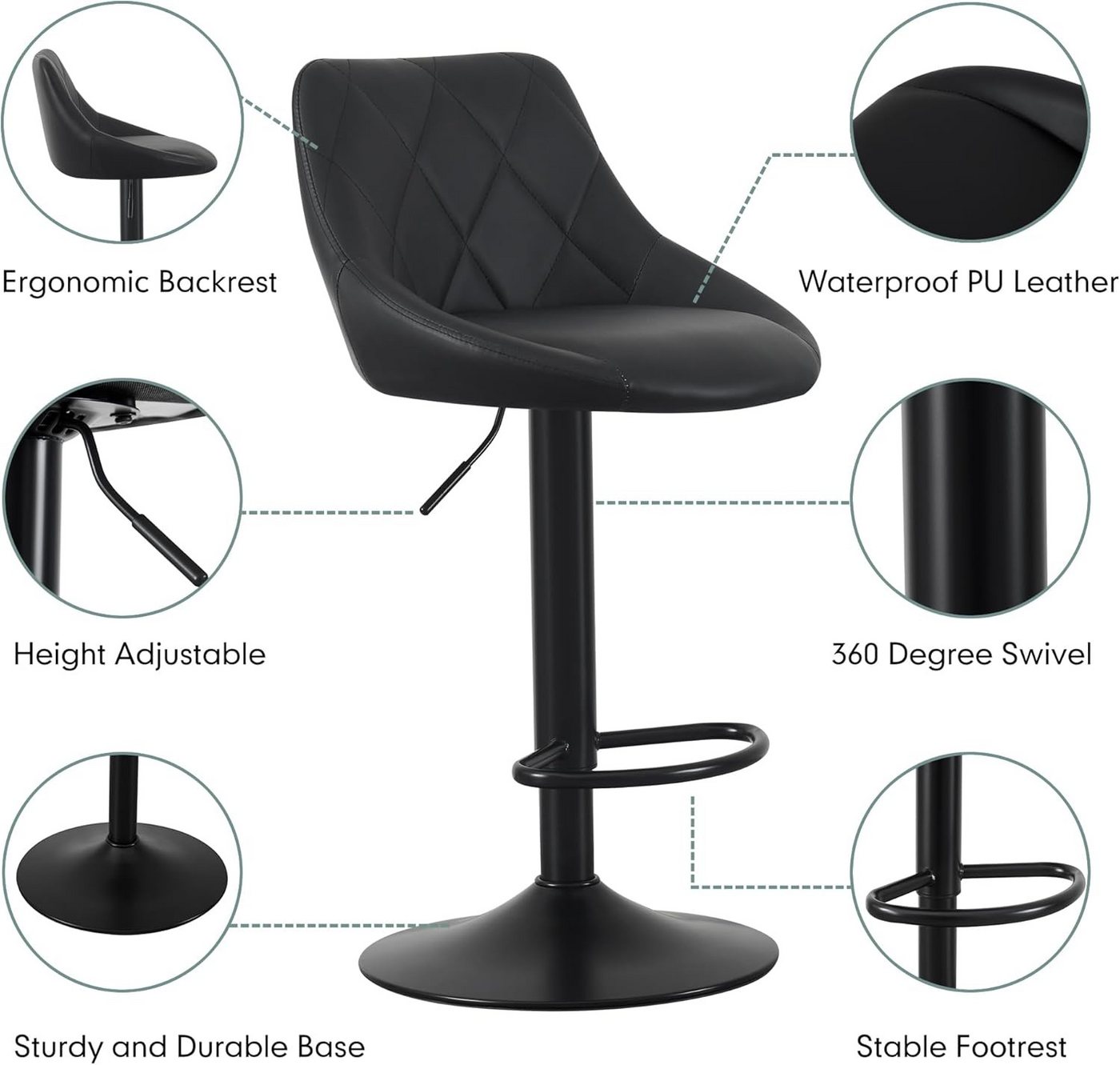 MCC direct Barhocker Barhocker im 2er Set, Kunstleder, Metall, Modell STANLEY – Bild 5 von 5