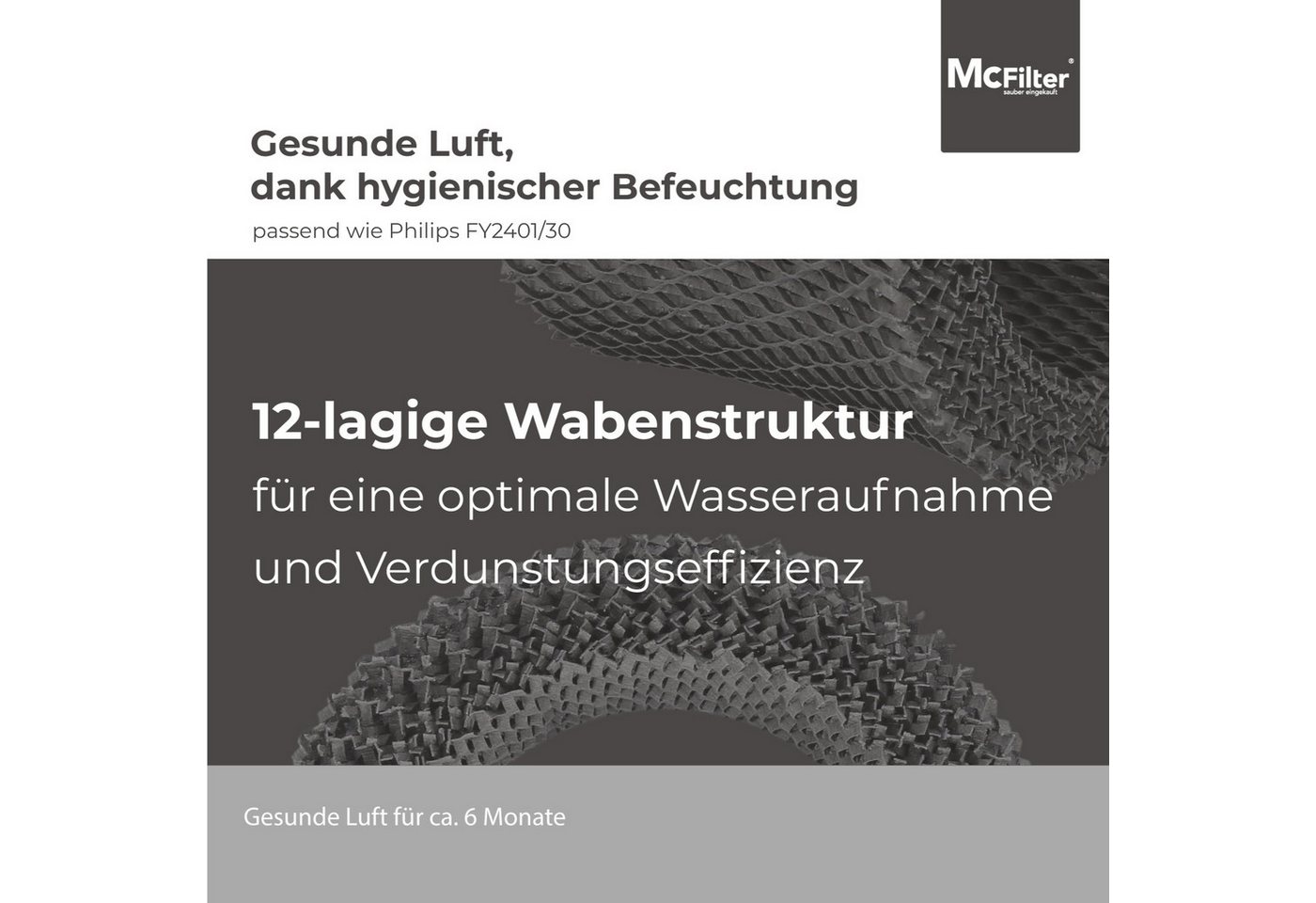 McFilter Befeuchtungsfilter (2 Stück) geeignet für Philips HU4811, HU4814, Zubehör für HU4811/10, HU4814/10, Alternativ zu Philips FY2401/30, 12-lagige Wabenstr – Bild 3 von 5