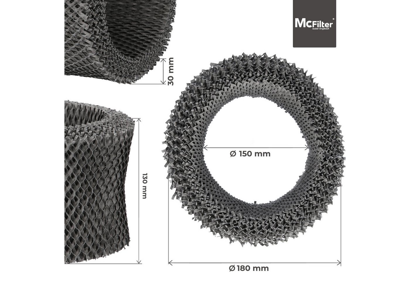 McFilter Befeuchtungsfilter (2 Stück) geeignet für Philips HU4811, HU4814, Zubehör für HU4811/10, HU4814/10, Alternativ zu Philips FY2401/30, 12-lagige Wabenstr – Bild 4 von 5