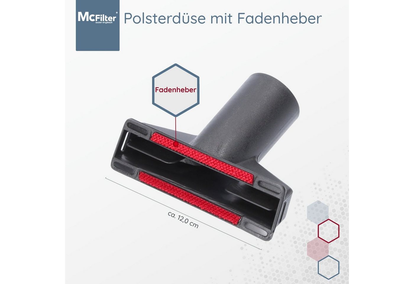 McFilter Staubsaugerdüsen-Set 6-teilig Düsenset geeignet für Siemens VS06A111 synchropower, (6-tlg), 1x Polsterdüse, 1x Fugendüse, 1x Möbelpinsel, inkl. Adapter – Bild 3 von 5