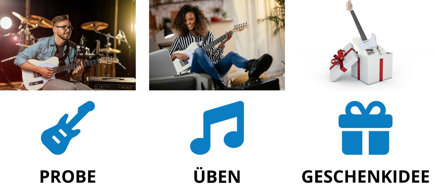 McGrey E-Gitarre Rockit elektrische Gitarre, TL-Style, Komplettset 4/4, 8-St., inkl. Verstärker, Tasche, Stimmgerät, Plektren, Gurt und Kabel, 10 Watt (RMS) Git – Bild 3 von 5
