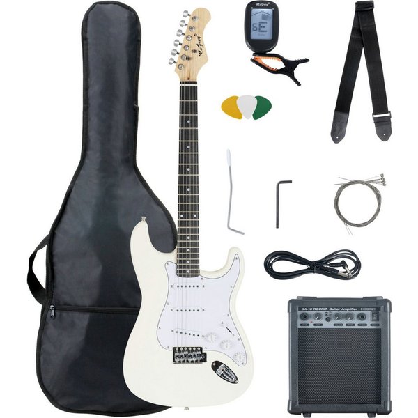 McGrey E-Gitarre Rockit elektrische Gitarre, ST-Style, Komplettset 4/4, 8-St., inkl. Verstärker, Tasche, Stimmgerät, Plektren, Gurt und Kabel, 10 Watt (RMS) Git