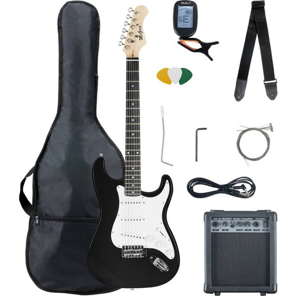 McGrey E-Gitarre Rockit elektrische Gitarre, ST-Style, Komplettset 4/4, 8-St., inkl. Verstärker, Tasche, Stimmgerät, Plektren, Gurt und Kabel, 10 Watt (RMS) Git