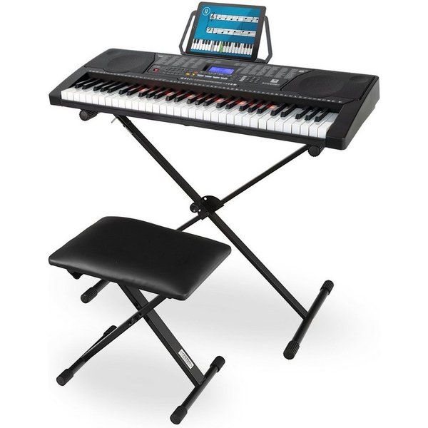 McGrey Home-Keyboard LK-6150 - Einsteiger-Keyboard mit 61 Leuchttasten (Spar-Set, 3-St., inkl. Ständer, Keyboardbank und Notenhalter), 255 Sounds und Rhythmen -
