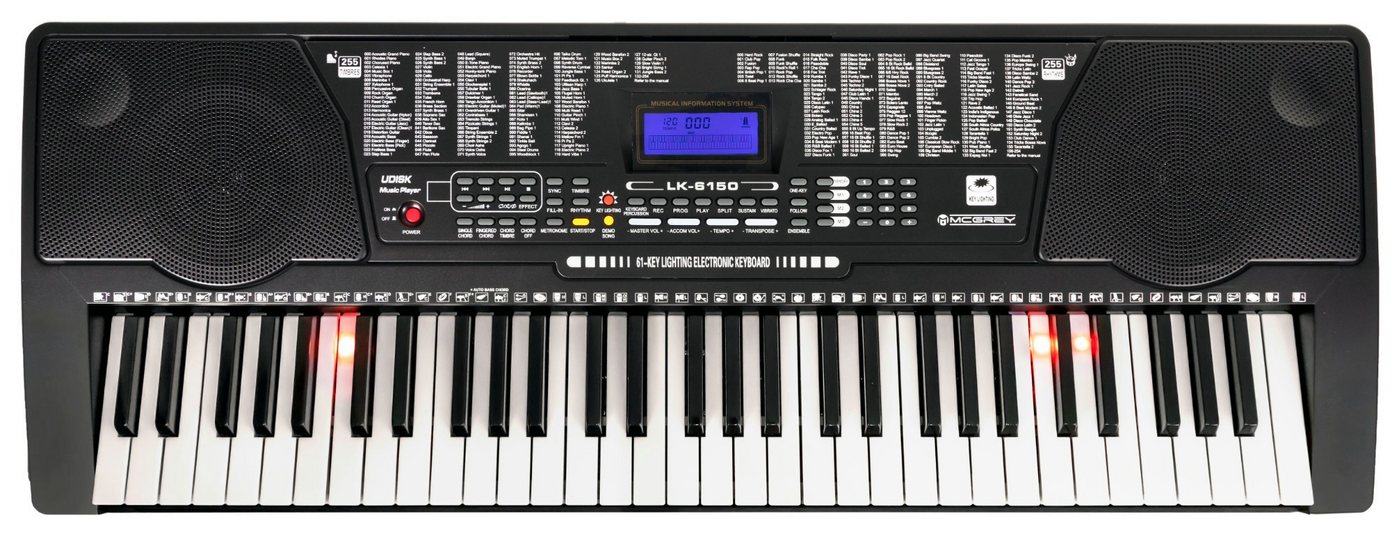 McGrey Home-Keyboard LK-6150 - Einsteiger-Keyboard mit 61 Leuchttasten (Spar-Set, 3-St., inkl. Ständer, Keyboardbank und Notenhalter), 255 Sounds und Rhythmen - – Bild 2 von 5